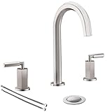 8-Inch Widespread Bathroom Faucet Brushed Nickel 2-Handle Bathroom Faucet for 3-Hole by Phiestina,with Stainless Steel Metal Pop Up Drain,NS-WF001-6-BN