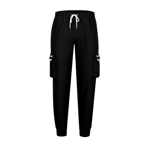 Mens Streetwear Cargo Pants Drawstring Elastic Waist Casual Outdoor Joggers Relaxed Fit Hip Hop Trousers with Pockets2