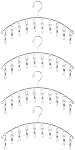 Toplife Clothes Hanger with 10 Clips, Stainless Steel, Windproof, for Drying Socks, Bras, Underwears, Baby Clothes, Hats, Scarfs, Towels, Pants and Gloves, Set of 4 | Stainless Steel, for Drying Socks, Bras, Underwears, Baby Clothes, Hats, Scarfs, To