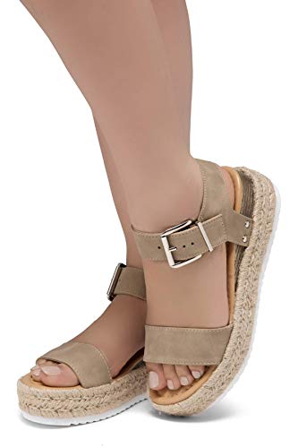 image for Shoe Land Alysa Womens Open Toe Ankle Strap Platform Wedge Shoes Casua