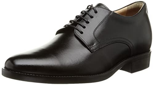 [北嶋製靴工業所] シークレットシューズ メンズ ビジネス 幅広 牛革 通気性 5cm 外羽根 プレーン 日本製 紐 4E フォーマル 通勤 就活 1693 ブラック 24 cm