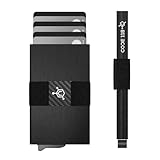 CODE 118 Wallet - Premium Automatic Smart Wallet, RFID Blocking, Pop Up Mens Minimalist Metal Wallet, 6061-T6 Aerospace-Grade Aluminum, Genuine 3K Carbon Fiber, Trigger Mechanism Brushed Black