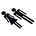 Kichwit Bathroom Door Sign for Men and Women, Toilet and Restroom Sign for Business or Home, Plastic With Adhesive on the Back, Black