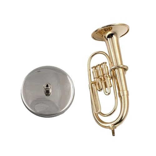 Miniature Musical Instruments Miniature Brass Alto Horn Model with Case Accessories and Decorations(15cm)
