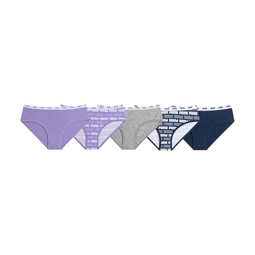 PUMA Girls' 5 Pack Cotton Bikini Underwear
