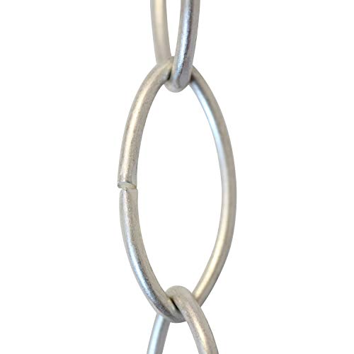 Image of RCH Hardware CH-43-MS Decorative Matte Silver Solid Brass Chain for Hanging, Lighting - Large Oval Wire Unwelded Links (1 Foot)
