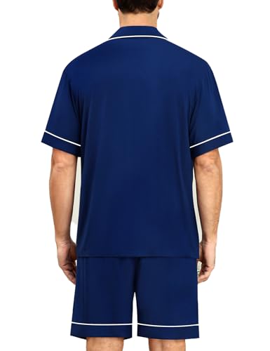 Image of SWOMOG Mens Pajama Sets Short Sleeve Sleepwear Button Down Loungewear Soft Modal Lounge Pjs with Pockets S-XXL