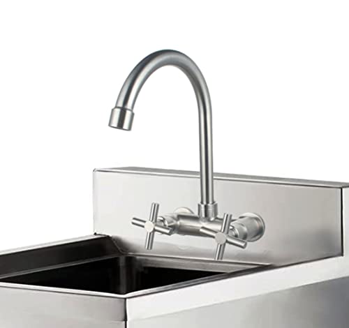 Umanyi Commercial Kitchen Faucets Wall Mount 4 Inch Center Stainless Steel Brushed Nickel Utility Laundry Sink Faucet Rv Faucet With High Arc Spout 2 Handle Sskf09-3 #TOP1