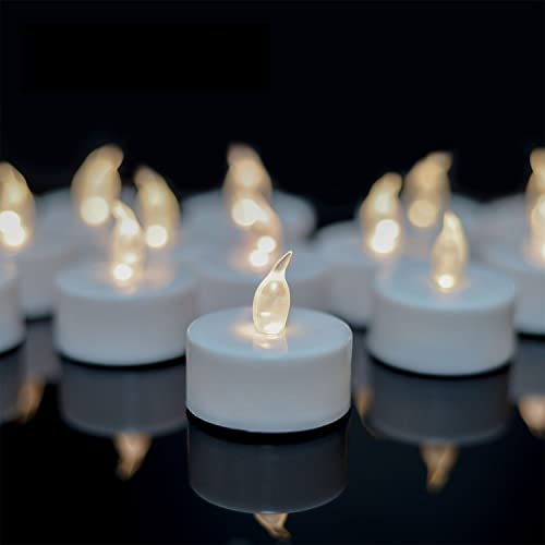 Image of Tea Lights - 50 Pack Flameless LED Candles - 200 Hour Battery Operated - Realistic Flickering - Warm White Light - Perfect for Halloween & Seasonal Celebrations