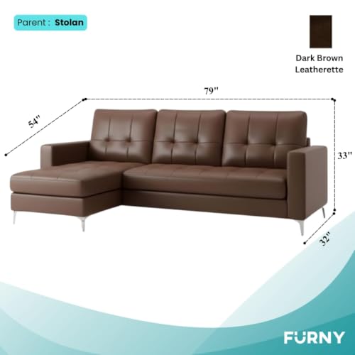 Image of CASASTYLE Madison 4 Seater Leatherette LHS L Shape Sofa Set (Brown Color) Premium Finish | Ideal for Living Rooms