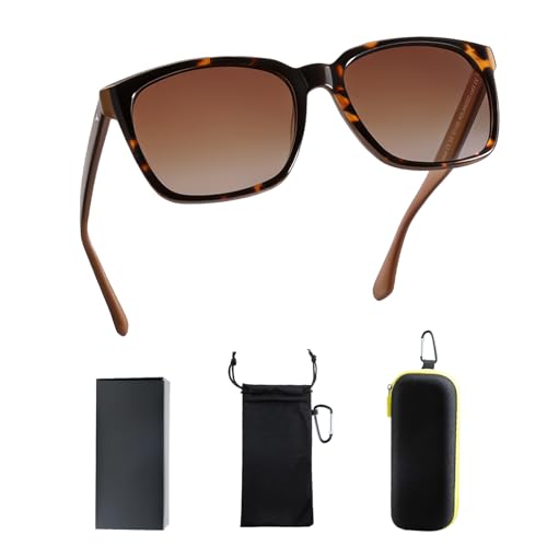 THUNY Tortoiseshell Polarized Sunglasses Women Men with UV400 Protection