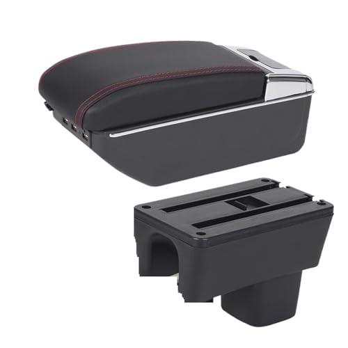 Automobile Armrest, for Suzuki, for Swift 2005-2025 Car Armrest Auto Storage Box Bracing Heighten Interior Central Console Storage Box(D2 Black line No USB)