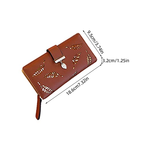 Clutch Wallet with Clasp - Long Wallet | Zipper Wallet for Women Long PU Leather Card Holder Purse Zipper Buckle Elegant Clutch Wallet Gift for Women Baodan4