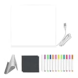 Lavagna da disegno luminosa per bambini, in acrilico trasparente, con penne a 12 colori e supporto pieghevole, lavagna cancellabile a secco, per adulti, ragazzi, compleanno, disegno, pittura, viaggi