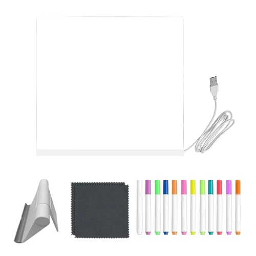 Mesa de dibujo LED -12 lápices de colores | Pizarra acrílica transparente | Caballete plegable para adultos, jóvenes, cumpleaños, pintura, viajes, actividades en clase, niñas, cumpleaños, pero