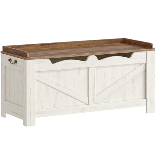 Hzuaneri Banc de Rangement, Coffre de Rangement à Couvercle Relevable avec 2 Charnières Stables, Banc Chaussures en Bois pour Chambre à Coucher, Entrée,...