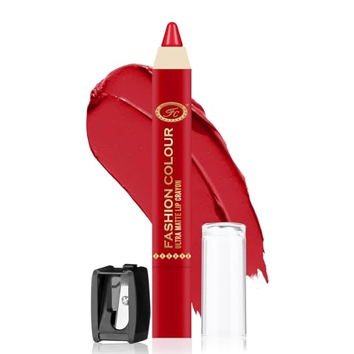 Image of FASHION COLOUR Ultra Matte Lip Crayon | Waterproof | Long Wear | Super Smooth | 6Hrs+ Stay | Non-Drying Formula | Free Sharpner | 2.8gm |Very Berry