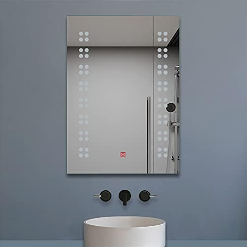 Rectangular Heated Bathroom Mirror with Touch Lights,Wall Mounted,IP44,Vertical or Horizontal (Type E, 500 x 700mm)