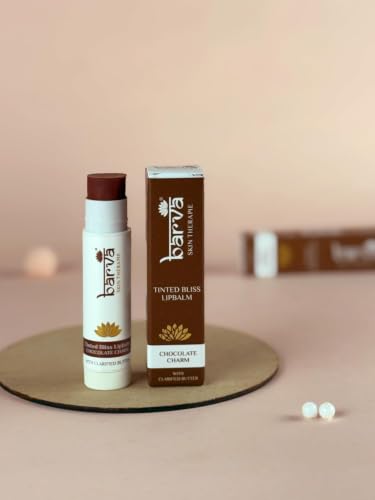 Image of Barva Tinted Bliss Lip Balm | Enriched with Clarified Butter (Ghee) | Nourishing & Long-Lasting Moisture | Soft Tint Finish | Available in 2 shades | 5g (Chocolate Charm)