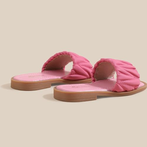 Girls Summer PU Leather Dress Flat Sandals Princess Slip On Beach Slides Shoes4