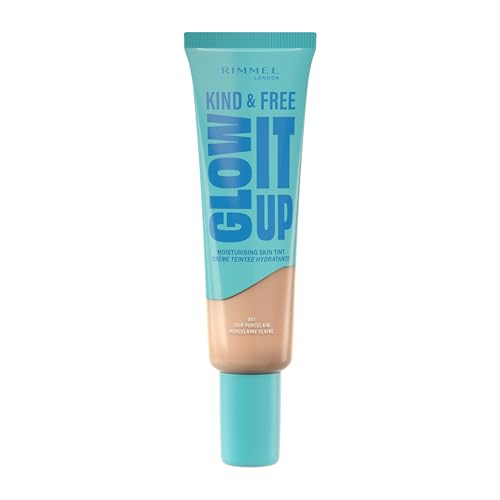 Rimmel Kind & Free Glow It Up - Base hidratante para el rostro con vitamina E, Porcelana Fair #001, 30 ml
