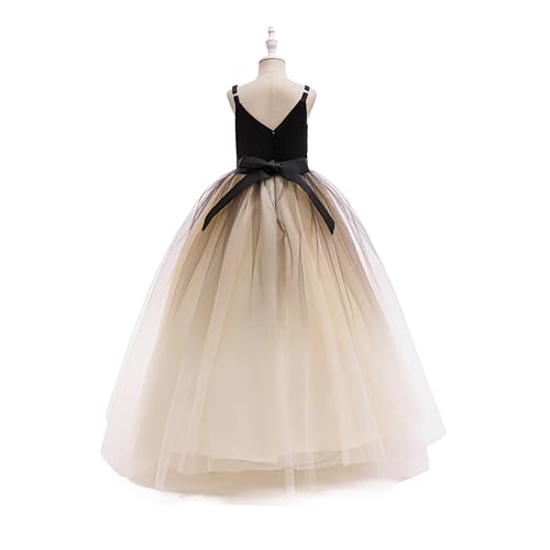 Image of Glamulice Flower Girls Spaghetti Strap Tulle Dress Long A Line Wedding Pageant Dresses Princess Birthday Party Ball Gown