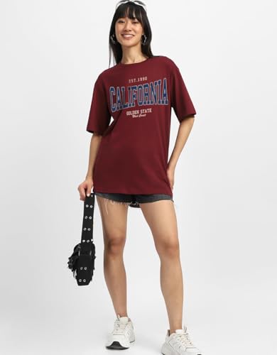 Image of JUNEBERRY 100% Pure Cotton, Pack of 2,Round Neck, Oversized Loose,Drop Shoulder,Graphic Printed, Half Sleeve T-Shirts for Women & Girls, in Different Colors, with Sizes Range from S to 2XL.