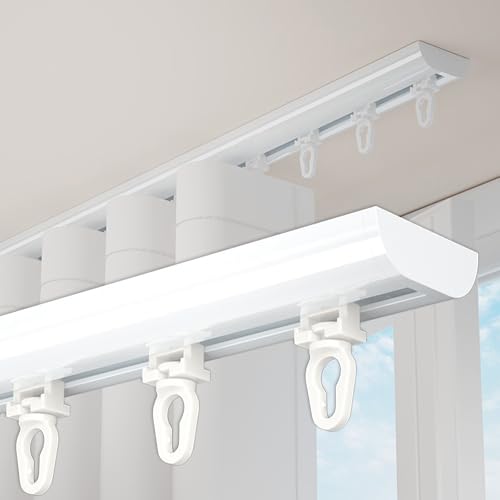 天井スライドレール アルミ合金 カーテンレール サイレント 超薄型 屋外用 カーテンロッド 天井付け カーテン用天井レール 業務用カーテンレール ブラケット リビングルーム、バスルーム、寝室用(1.2m(4ft),107mm)