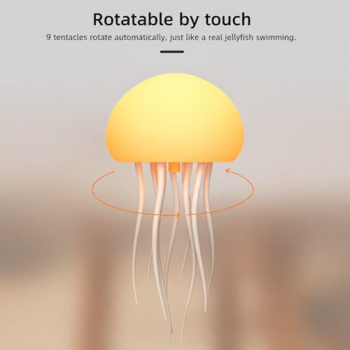 Image of Jellyfish Night Light, Rechargeable RGB Table Lamp with Warm Light & Color Changing Modes, USB Type-C Portable Bedside Lamp for Kids Bedroom, Home Decoration, Desk, Living Room & Gift