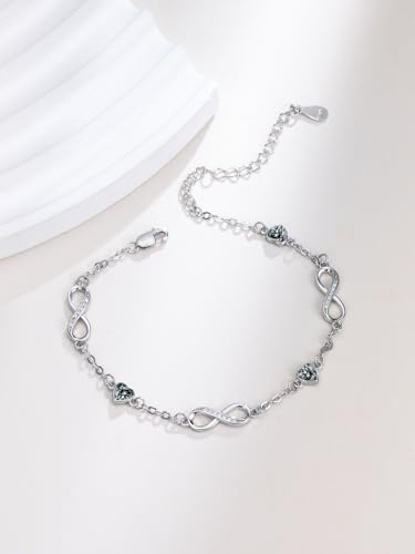 Image of Dorunmo Ankle Bracelet for Women 925 Sterling Silver Natural Stone Bracelet Anklet Summer Beach Jewelry Birthday Gifts for Mom