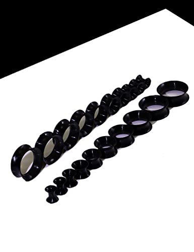 Yaalozei 6G-25mm Thin & Thick Silicone Ear Gauges Stretching Kit Flexible Tunnels Plugs for Ear Expander Gauge Earlets Plug Set Gauges Kit3