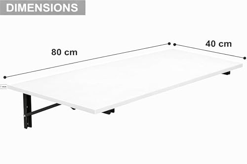 Image of Enigmatic Woodworks Wall Mounted Folding Study Table | Space Saving Foldable Laptop Desk for Home & Office | Engineered Wood Wall Mount Table (White, 80 * 40 cm)