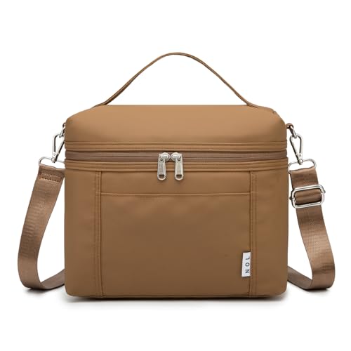 Image of NOL Natural Organic Lifestyle Insulated Lunch Bags for Women Cooler Bag Lightweight Nylon Waterproof Lunch Box For Work (Medium(normal),Brown
