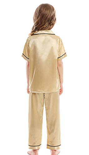 Image of Kids Satin Short-Top and Long-Pants 2-Pieces Pajamas Sleepwears Set