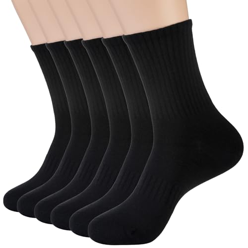 Ndoobiy 6 Pairs Mens Cotton Crew Socks for Men Size 9-11 Size 10-13