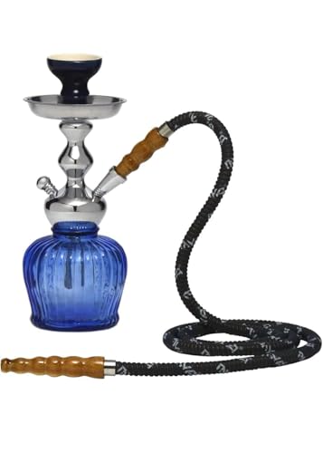 Image of FAB HOME DECOR QT Econo Dual Hose Hookah | Designer Double Pipe Aluminium Stem 12 Inch Glass, Steel Hookah Set For Heavy Smoke | Perfect for Party Lovers