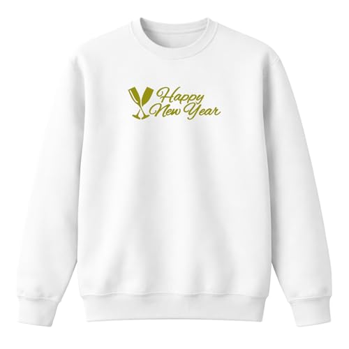 Sweat Happy New Year argenté et blanc S, le cadeau idéal pour le Nouvel An