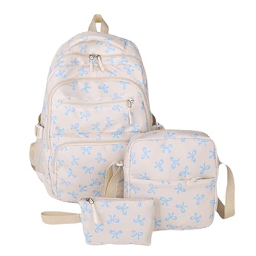 Sac à dos Kawaii bleu avec sac à déjeuner et trousse d'école