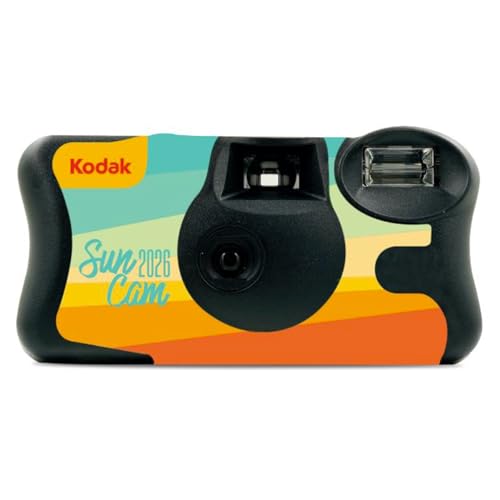 KODAK FunSaver 39 - Fotocamera usa e getta con flash integrato, 39 scatti, pellicola a colori da 24 mm ISO 800, ideale per foto spontanee, viaggi, matrimoni e momenti indimenticabili