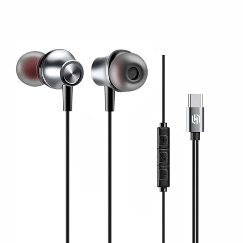 Image of Humble in Ear Wired Earphones with Mic for Type-C Port,10Mm Dynamic Drivers for Enhanced Bass,in Line Controls for Volume and Calls,1.2M Tangle Free Silicone Cable,Wide Compatibility,Metal Alloy Body
