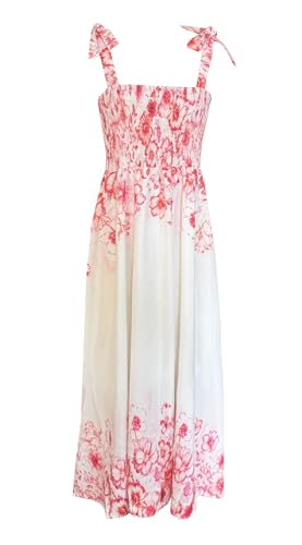 Image of kinstell Women's Summer Boho Spaghetti Strap Square Neck Ruffle Casual Flowy Long Dress Beach Swing Party Maxi Dress