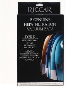 Genuine Riccar type Z HEPA Filtration Vacuum Bags for Sunburst, Moonlight, Pizzaz models (6-pack) part # RZH-6