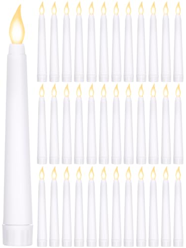 Image of Treela 36 Pcs Flameless Taper Candle,White, 0.8x6″, Smooth