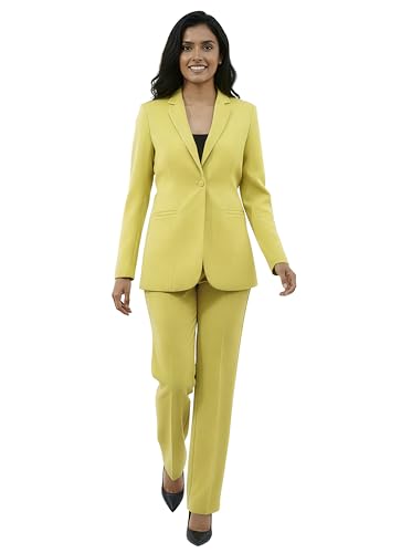 Image of Women's Formal Pantsuit Set, Single Button Blazer with Trousers, Professional Business Attire