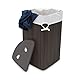 Relaxdays Eckwäschekorb Bambus, faltbare Wäschebox 60 l, platzsparend, Wäschesack Baumwolle, 65 x 49,5 x 37 cm, schwarz