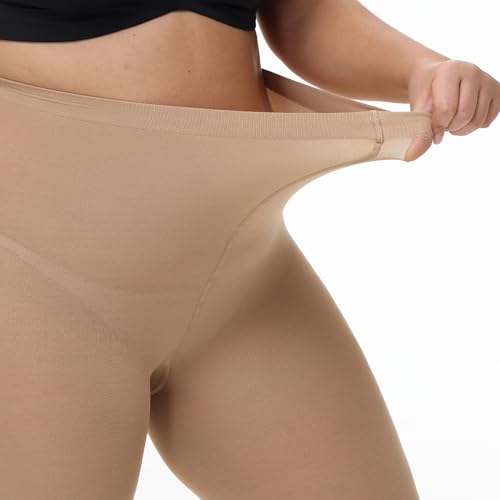 80D Plus Size Tights for Women, High Waist Semi Opaque Pantyhose XL-4XL 2Pairs-Suntan3