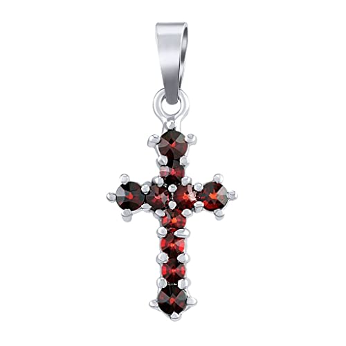 Pendentif croix argent 925 et grenat, l'accessoire de vos soirées