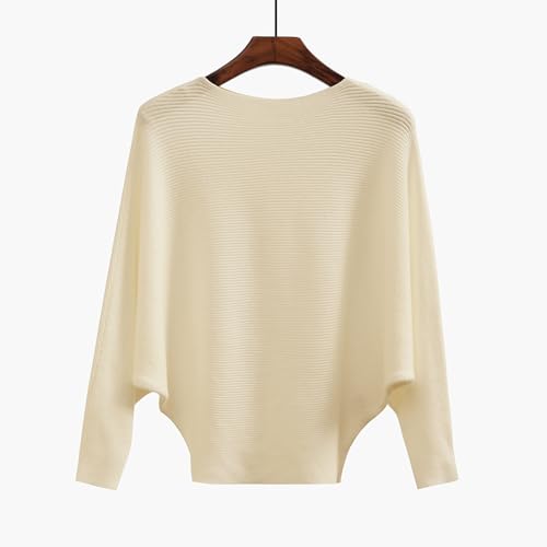 Image of EDSTAR Women Dolman Batwing Sleeves Knitted Sweaters Winter Boat Neck Pullovers Tops