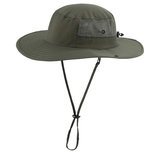 Image of Home Prefer UPF50+ Mens Sun Hat Wide Brim Womens UV Protection Beach Bucket Hat for Fishing Hiking Snap Up Cowboy Hat