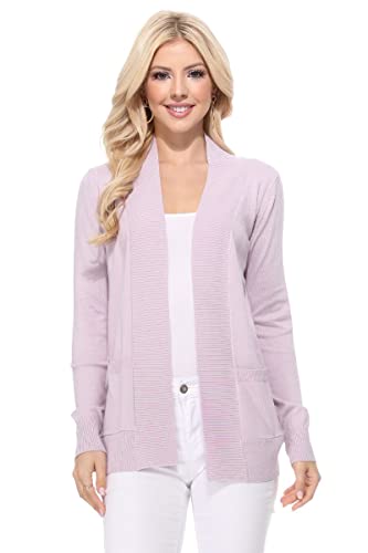 Image of YEMAK Women's Long Sleeve Open Front Knit Sweater Cardigan Shrug with Pocket (S-XL)